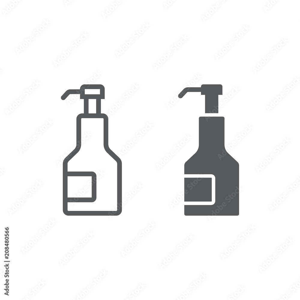 Kitchen syrup line and glyph icon, sauce and food, breakfast sign vector graphics, a linear pattern on a white background, eps 10. Kitchen syrup line and glyph icon, sauce and food, breakfast sign vector graphics, a linear pattern on a white background, eps 10.