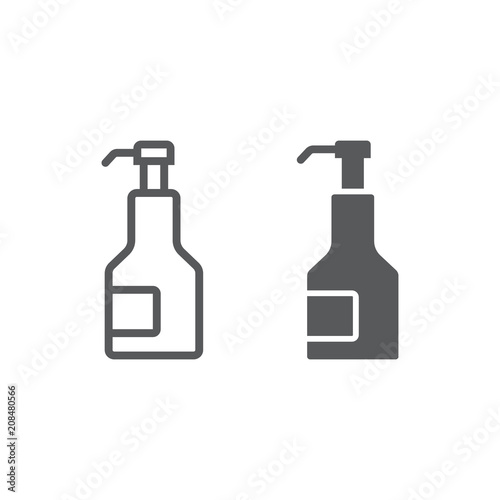 Kitchen syrup line and glyph icon, sauce and food, breakfast sign vector graphics, a linear pattern on a white background, eps 10.