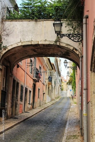 Old colorful houses and streets of Lisbon