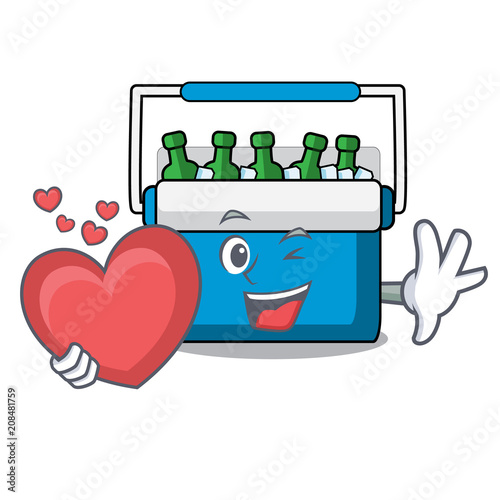 With heart freezer bag mascot cartoon