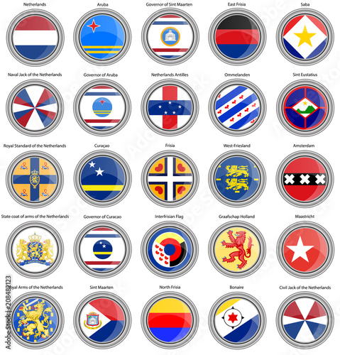 Set of icons. Flags of the Netherlands.