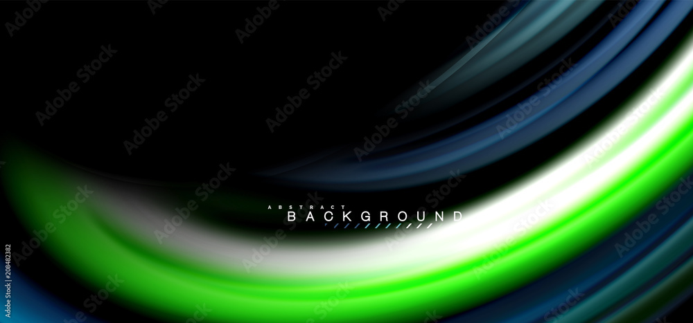Multicolored wave lines on black background design Multicolored wave lines on black background design