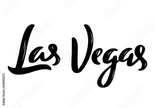 Las Vegas hand-lettering calligraphy. Hand drawn brush calligraphy. City lettering design. Vector illustration.