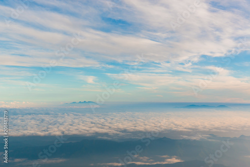 Beautiful landscape with cloudy sky view from top of Mt. fuji.