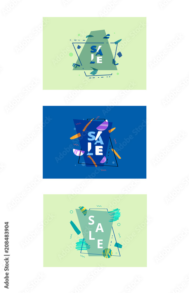 Sale banner with geometric abstract composition. Vector illustration. Sale banner with geometric abstract composition. Vector illustration.