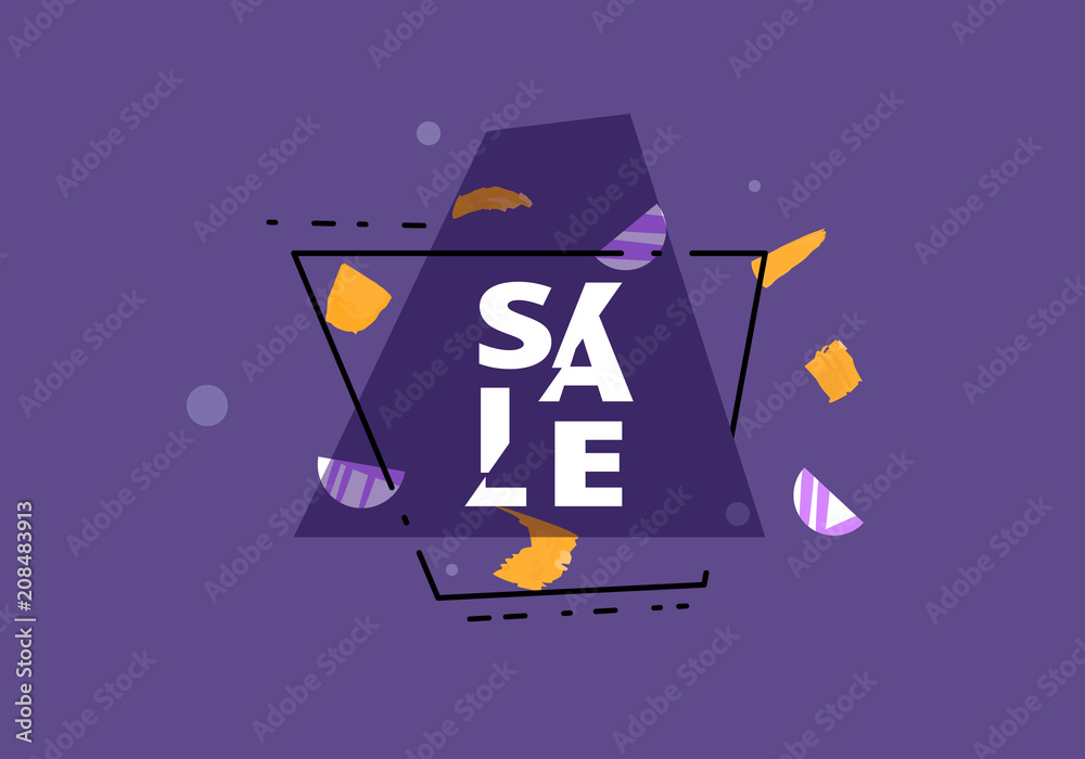 Fototapeta premium Sale banner with geometric abstract composition. Vector illustration.