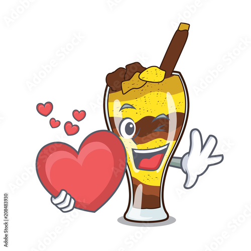 With heart mangonada fruit mascot cartoon photo
