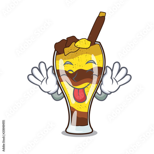 Tongue out mangonada fruit mascot cartoon photo