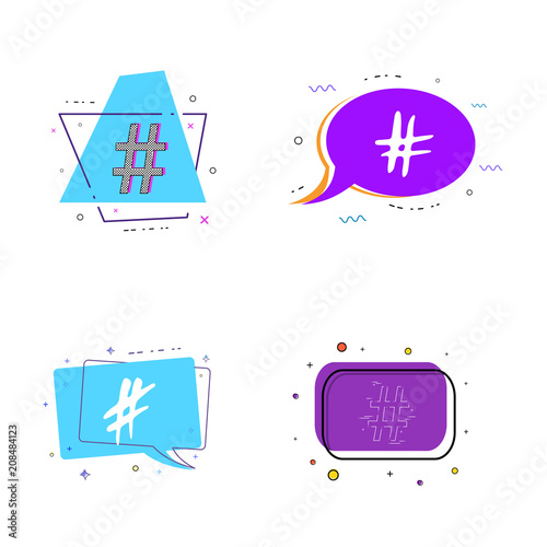 Hashtag sign with bubble speech. Vector illustration.