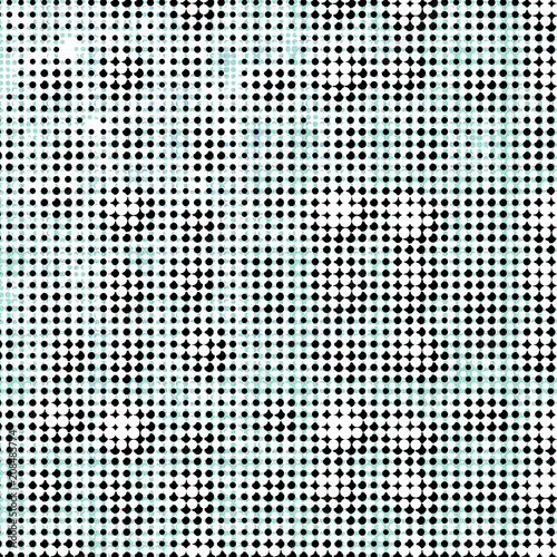 Halftone Grunge Ink Dots Pattern in Soft Blue with Circles in Black and White - High resolution illustration for graphic element or backdrop background design use.