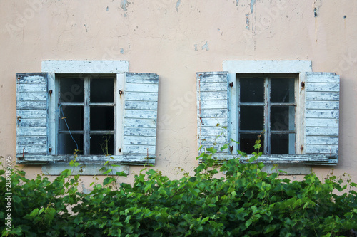 Old windows in Budva, Montenegro