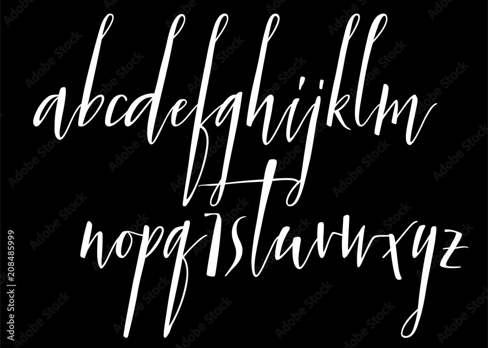 Pen handwritten vector alphabet. Modern calligraphy, lowercase letters. Vector illustration Pen handwritten vector alphabet. Modern calligraphy, lowercase letters. Vector illustration