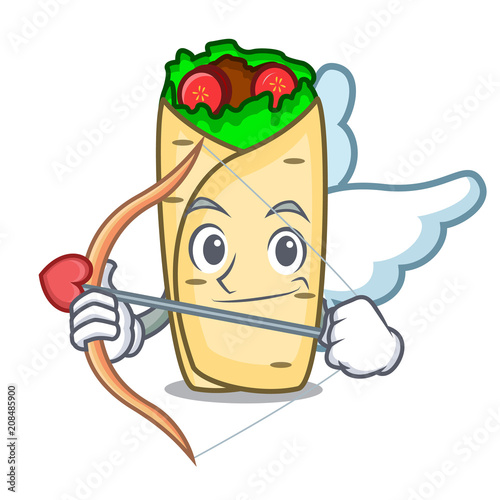 Cupid burrito character cartoon style