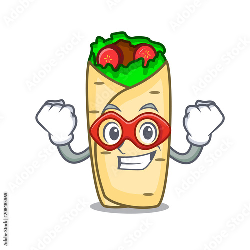 Super hero burrito character cartoon style