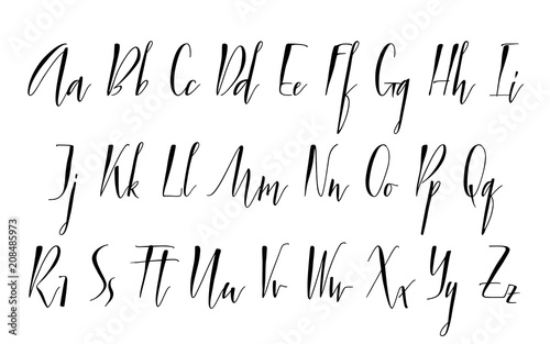 Pen lettering vector alphabet. Uppercase and lowercase handwritten letters. Modern calligraphy, vector illustration. photo