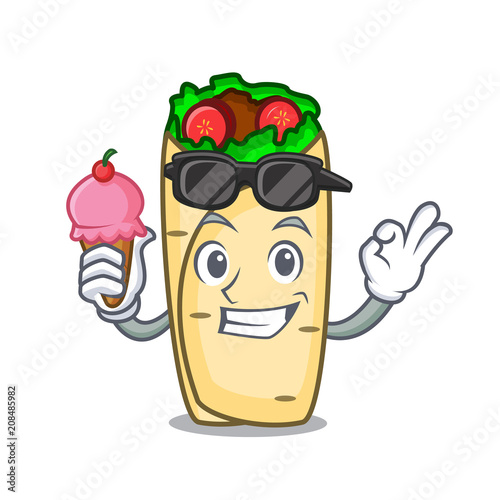 With ice cream burrito character cartoon style