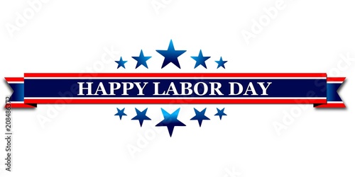 Happy Labor Day, blue banner with stars