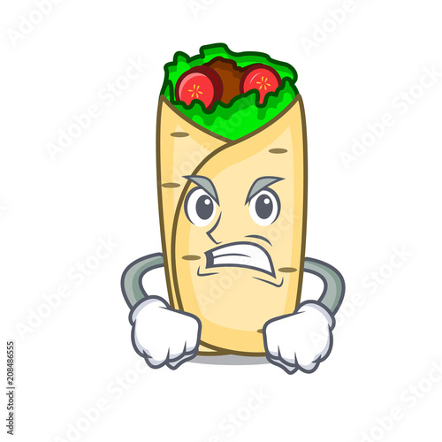 Angry burrito mascot cartoon style