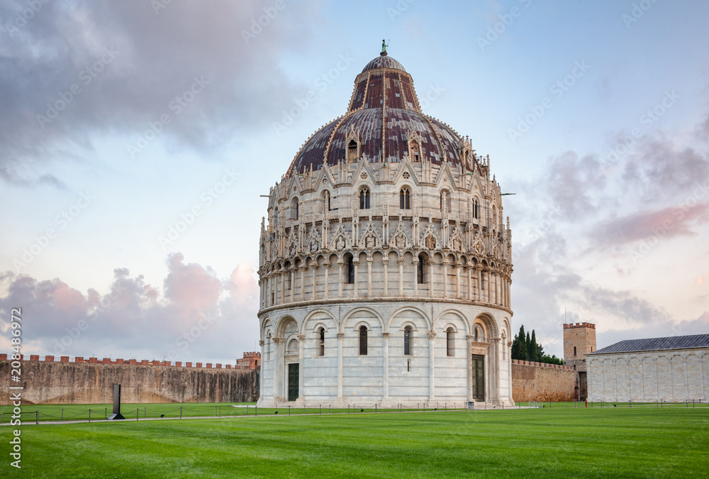 Pisa Baptistery at Piazza dei Miracoli aka Piazza del Duomo in Pisa Tuscany Italy