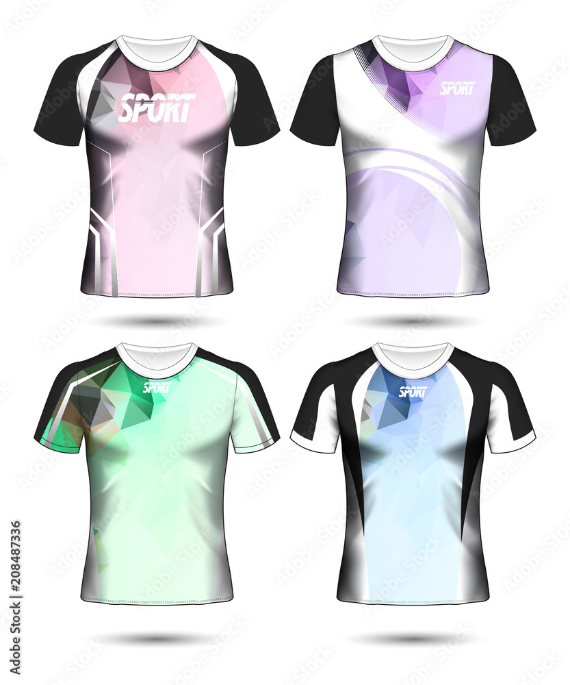 Set of Soccer sport t-shirt layout design poly template and polo shirt vector illustration Set of Soccer sport t-shirt layout design poly template and polo shirt vector illustration