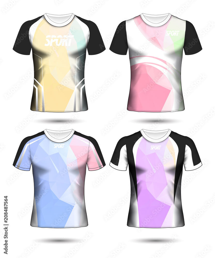 Set of Soccer sport t-shirt layout design poly template and polo shirt vector illustration Set of Soccer sport t-shirt layout design poly template and polo shirt vector illustration