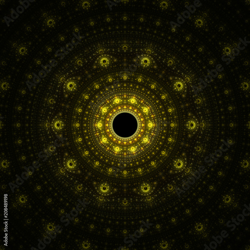 Bright abstract fractal sun  Fractal yellow mandala fantasy  