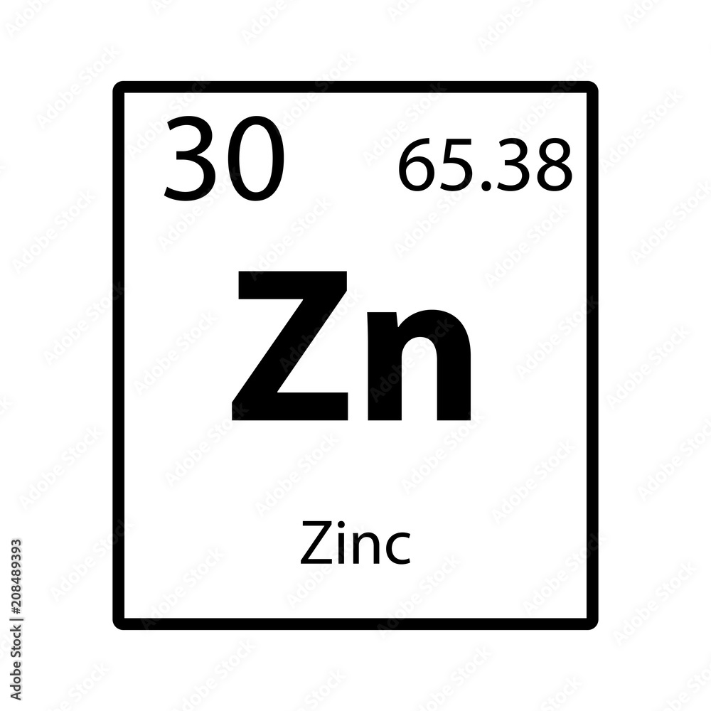 Zinc Periodic Table Element Icon On White Background Vector Stock Adobe