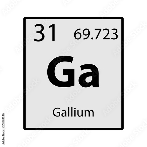 Gallium periodic table element gray icon on white background vector