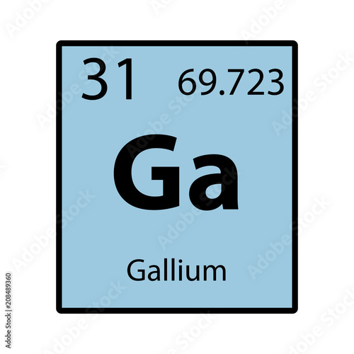 Gallium periodic table element color icon on white background vector