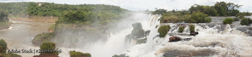 Panorama of the Iguazu Falls in Argentina