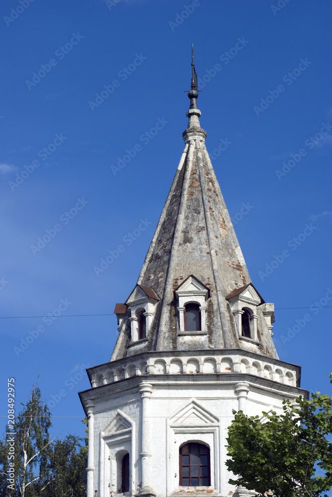 Old architecture of Izmailovo manor in Moscow. Popular landmark. Color photo.