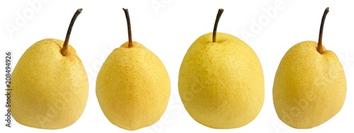 Fresh and Sweet Nashi Pears on White Background