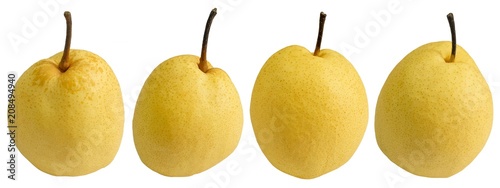 Fresh and Sweet Nashi Pears on White Background