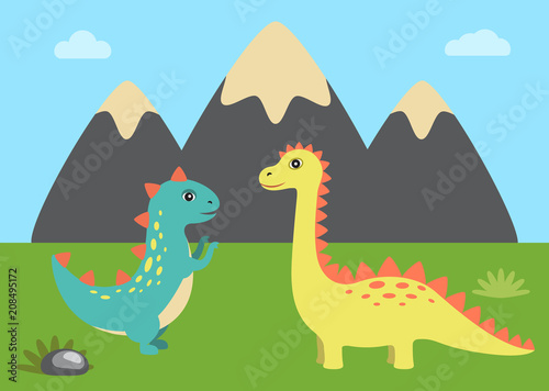 Wild Nature and Dinosaurs Vector Illustration