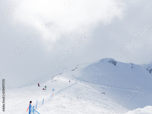 Mountain skiers in the mountains in Sochi