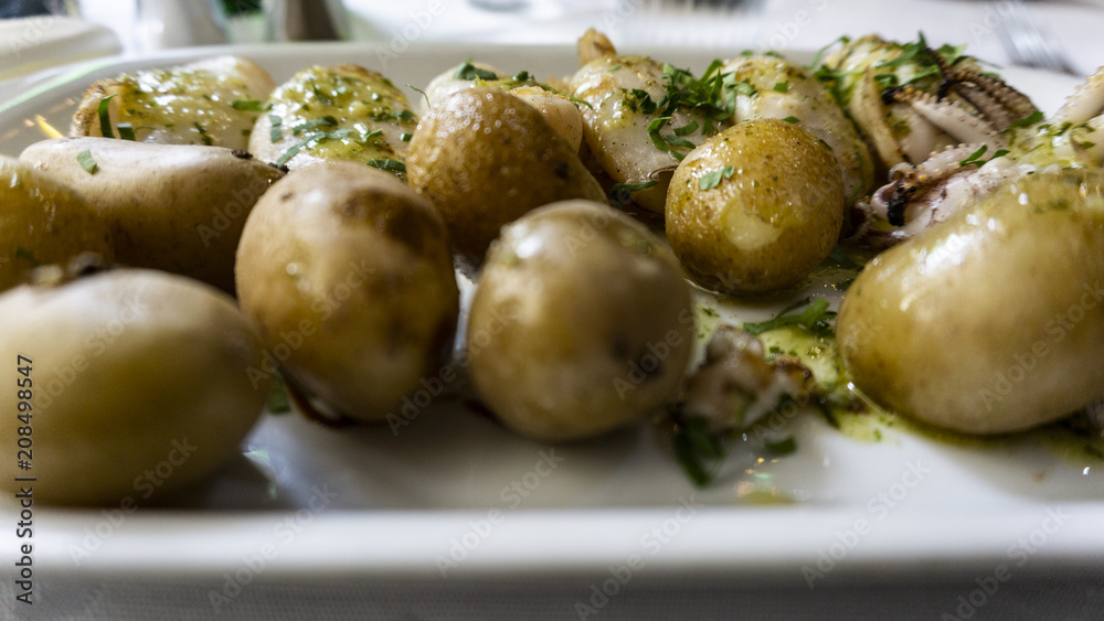custom made wallpaper toronto digitalPlate of fish cuttlefish and potatoes