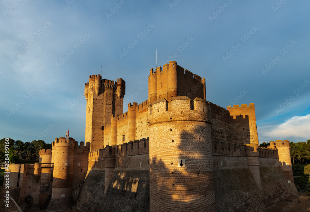 Castle of La Mota in Medina del Campo at dusk