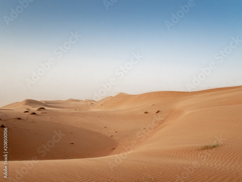 The dunes of the Wahiba Sands desert in Oman at sunset during a typical summer sand storm - 13