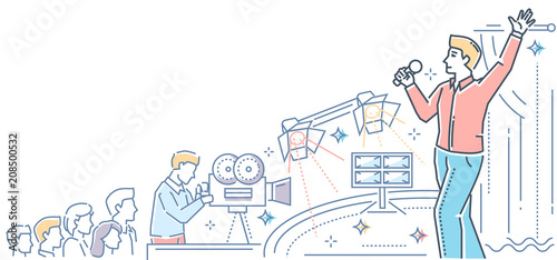 Show business - modern line design style colorful illustration