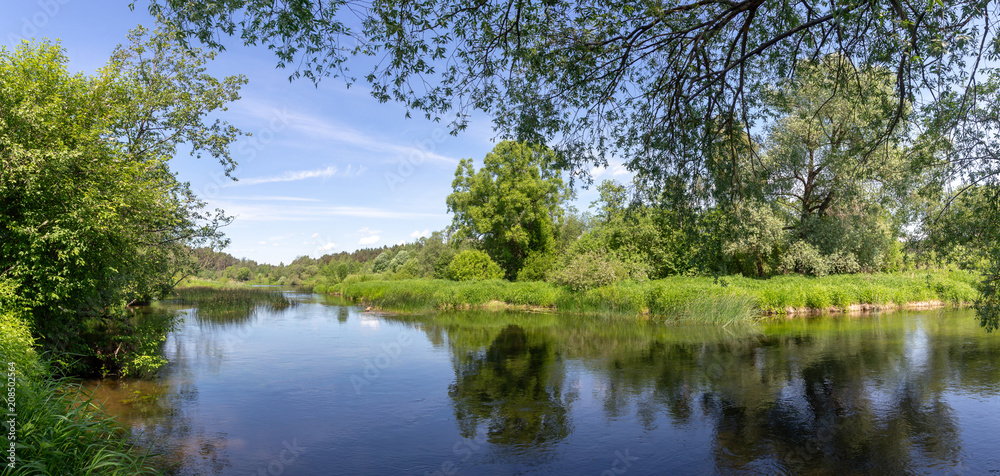 The River Protva. Typical landscape of Central Russia. Quiet calm river. a tributary of the Oka. Moscow region. The River Protva. Typical landscape of Central Russia. Quiet calm river. a tributary of the Oka. Moscow region.
