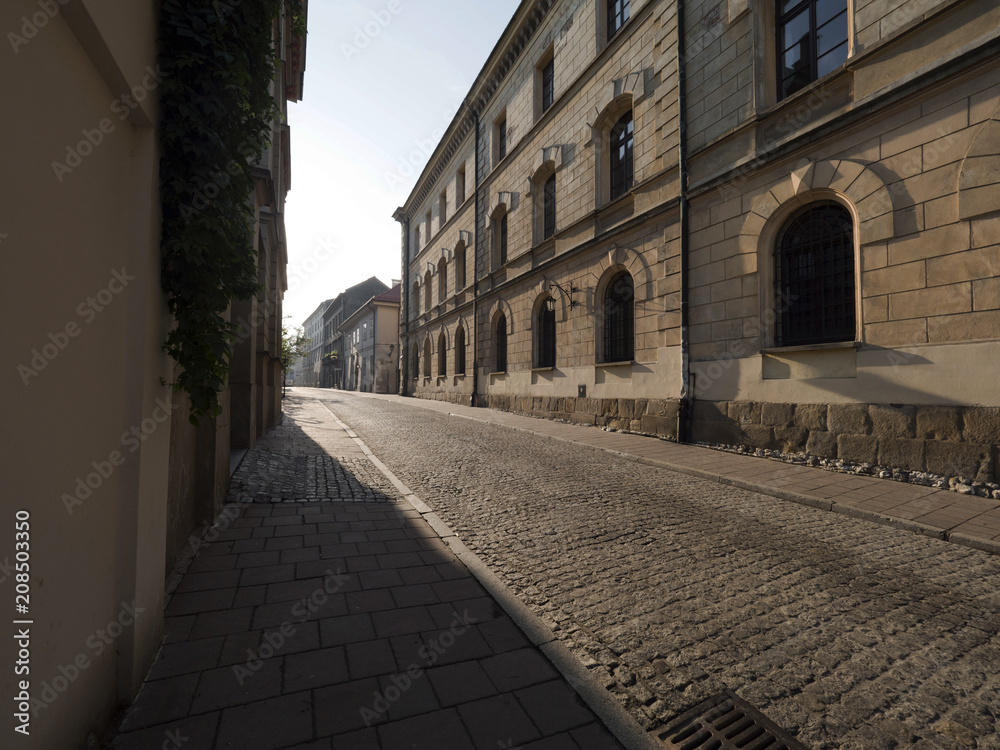 Krakowskie stare ulice w godzinach porannych