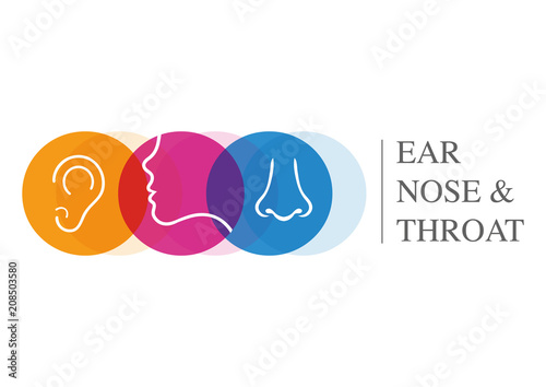 ENT logo template. Head for ear, nose, throat doctor specialists. logo concept. Line vector icon. Editable stroke. Flat linear illustration isolated on white background