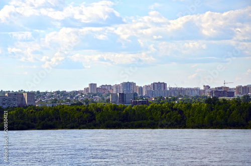 Fototapeta Naklejka Na Ścianę i Meble -  Beautiful city on the banks of the Yenisei river Siberia