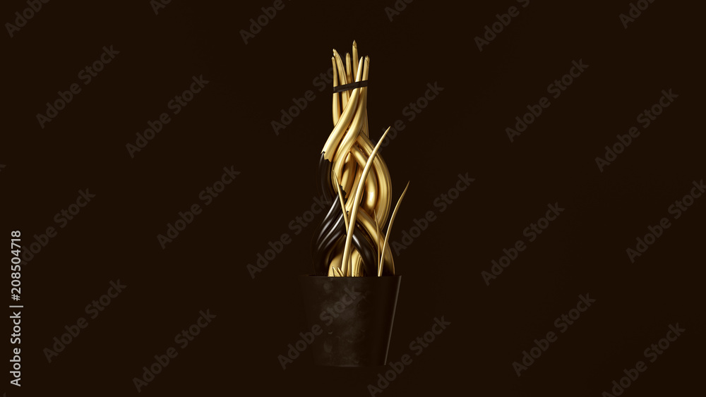 Gold Cactus with Black Plant Pot 3d illustration Gold Cactus with Black Plant Pot 3d illustration