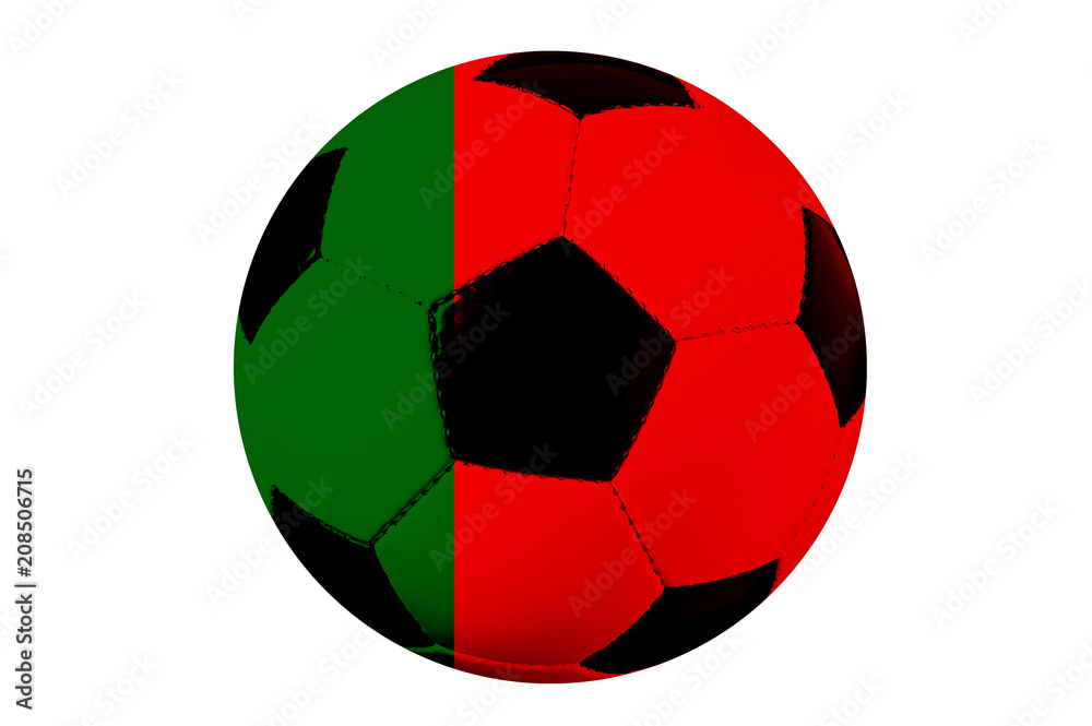 Fussball Ball, Fahne Portugal, isoliert auf weiss