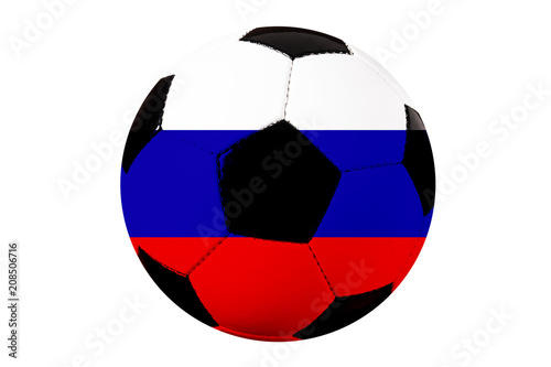 Fussball Ball  Fahne Russland  isoliert auf weiss