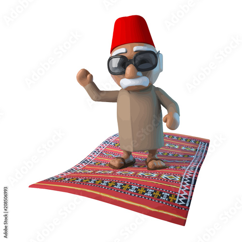 Vector 3d Moroccan on flying carpet