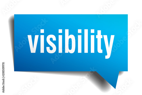 visibility blue 3d speech bubble