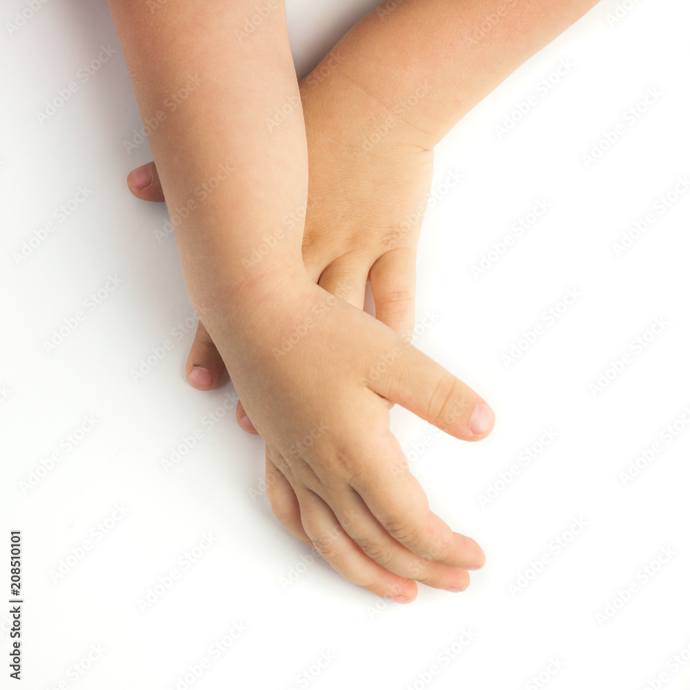 Children's hands isolated on a white background Children's hands isolated on a white background