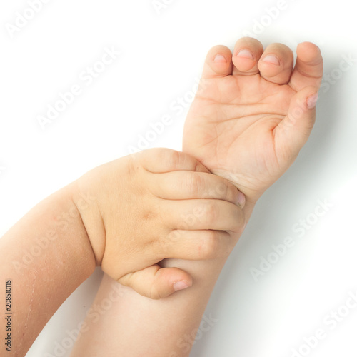 Children's hands isolated on a white background